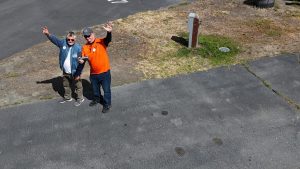 Waving at the drone